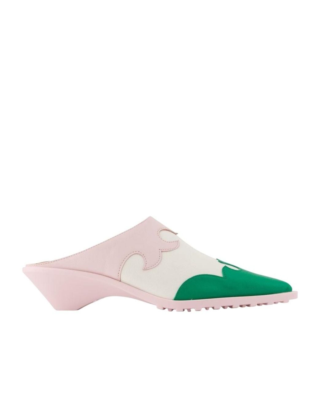 Camper Green Color-Block High-Heeled Mules