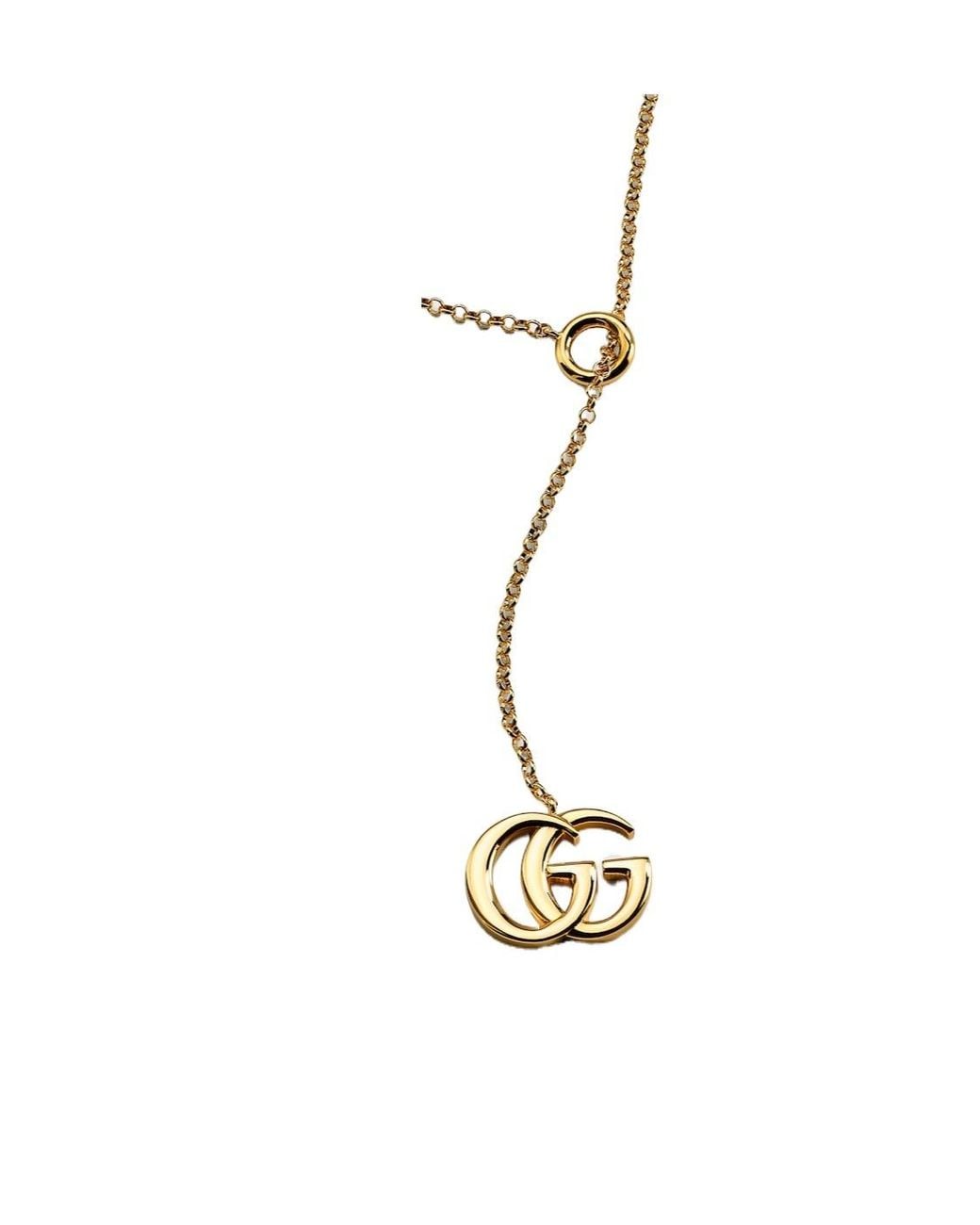 Gucci Metallic Gg Marmont Lariat Necklace