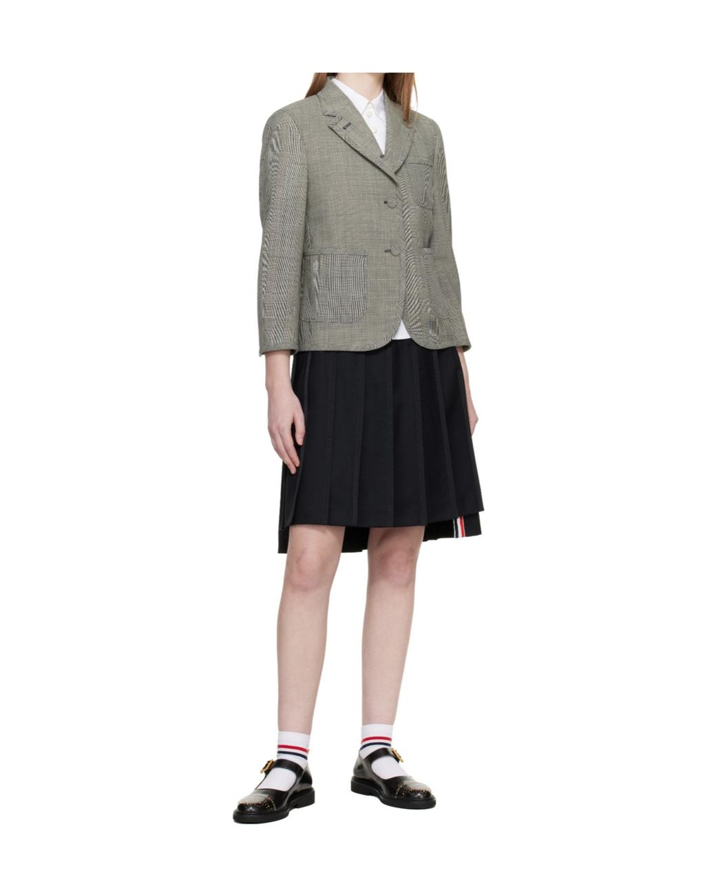 Thom Browne Gray Plaid Wool Suit Jacket