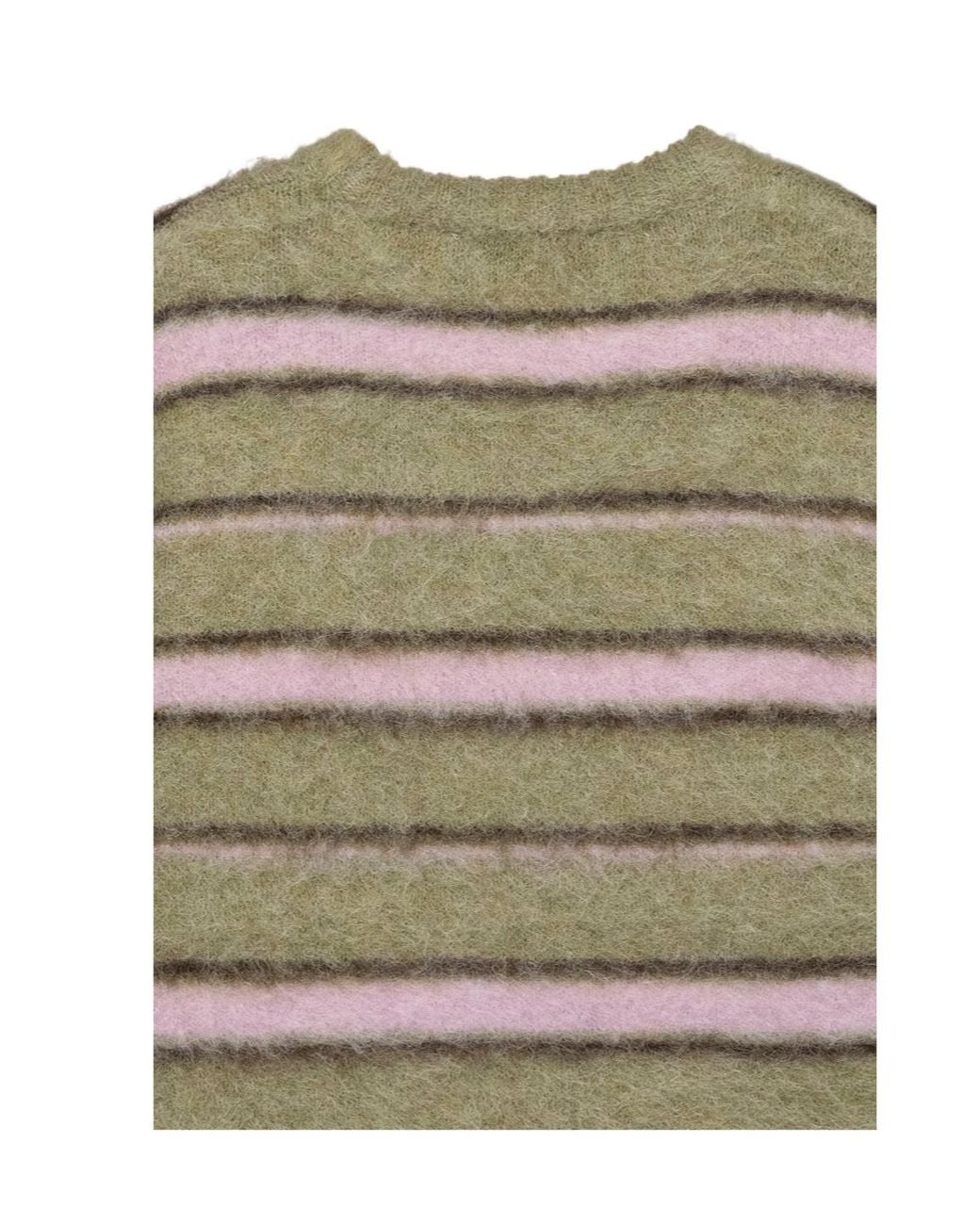 DUNST Green Striped Hairy Sweater for men