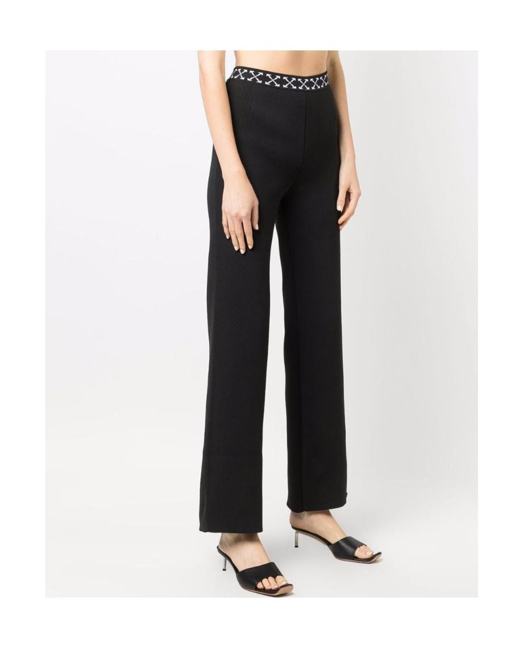Off-White c/o Virgil Abloh Black Logo Waistband Straight Leg Pants