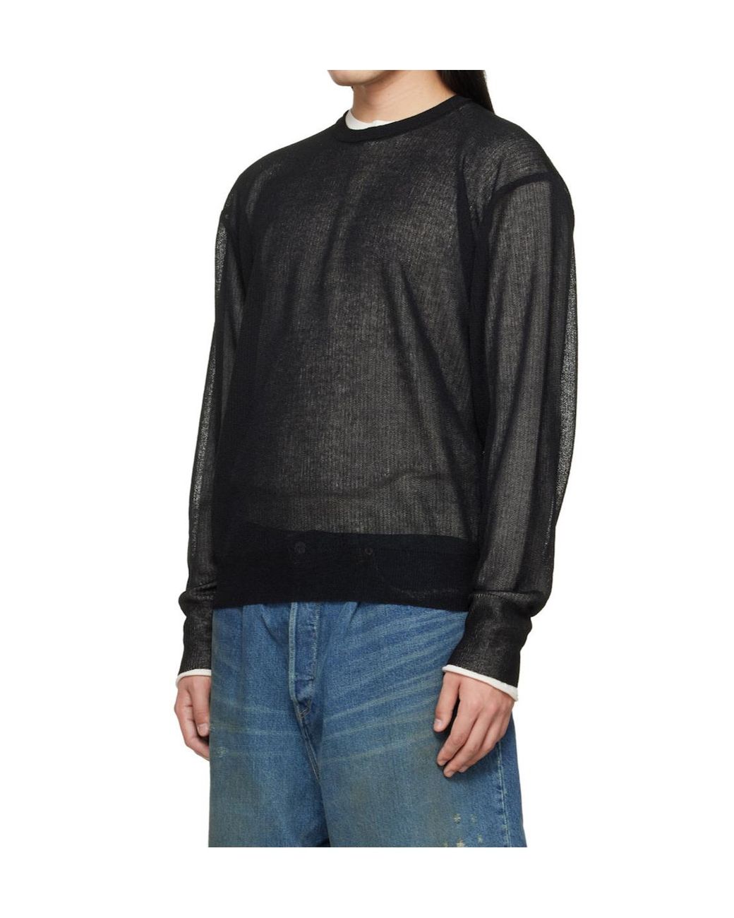 Ssstein Black Crew Neck Long-Sleeved Knitwear for men