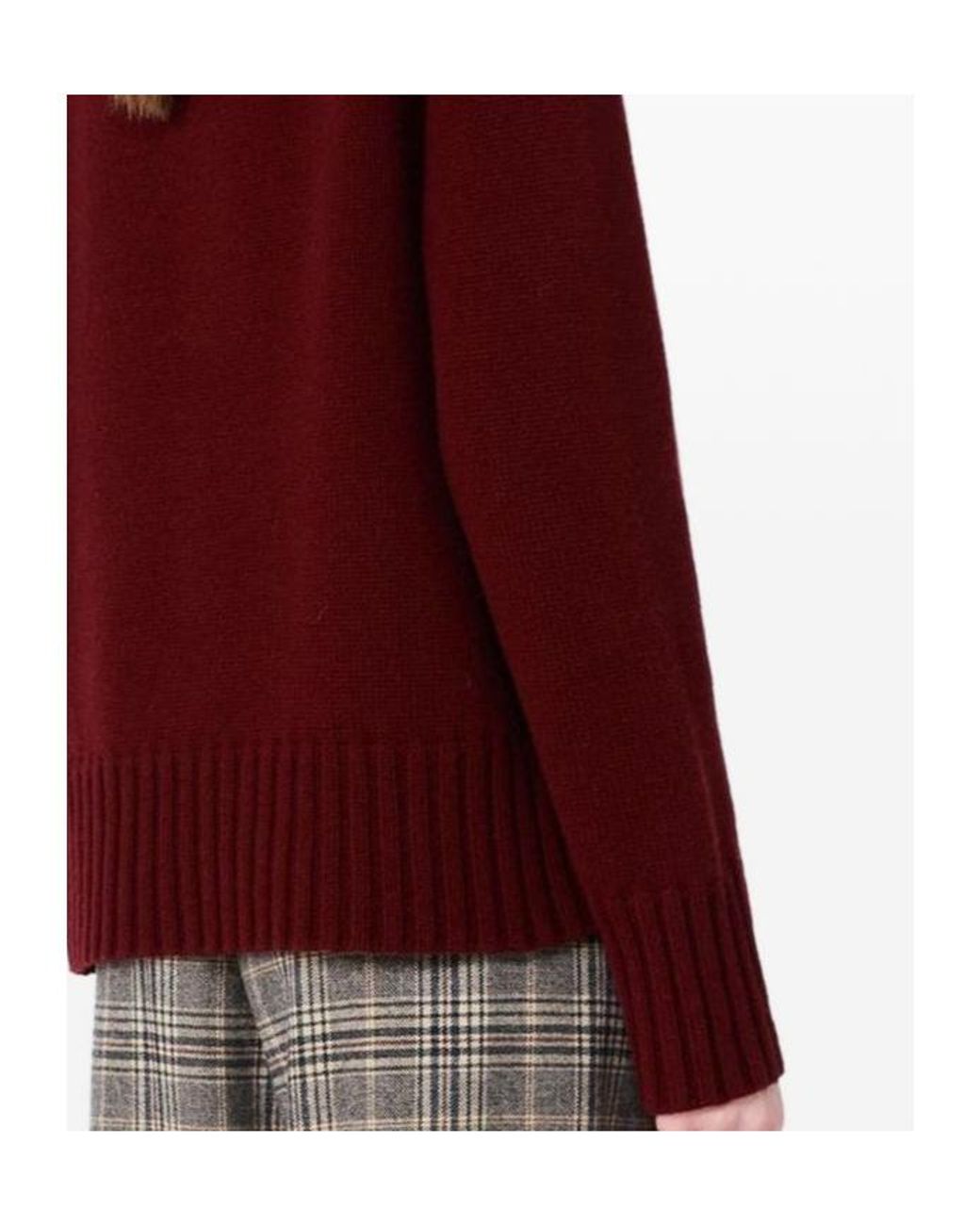 Max Mara Red Mantova Ribbed High Neck Sweater