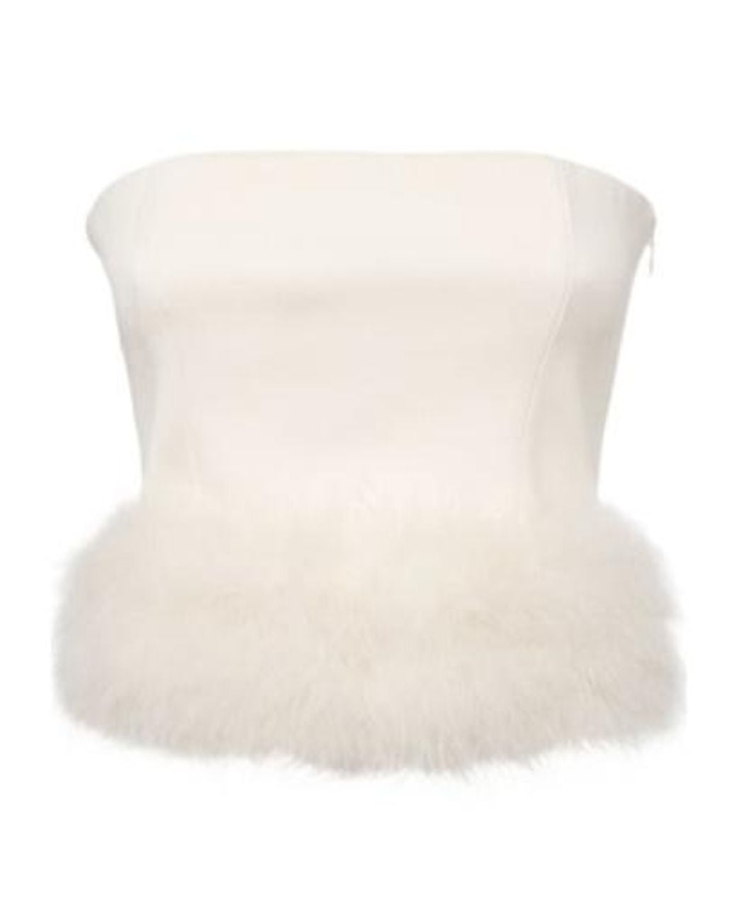 Blumarine White Feather-Decorated Tube Top