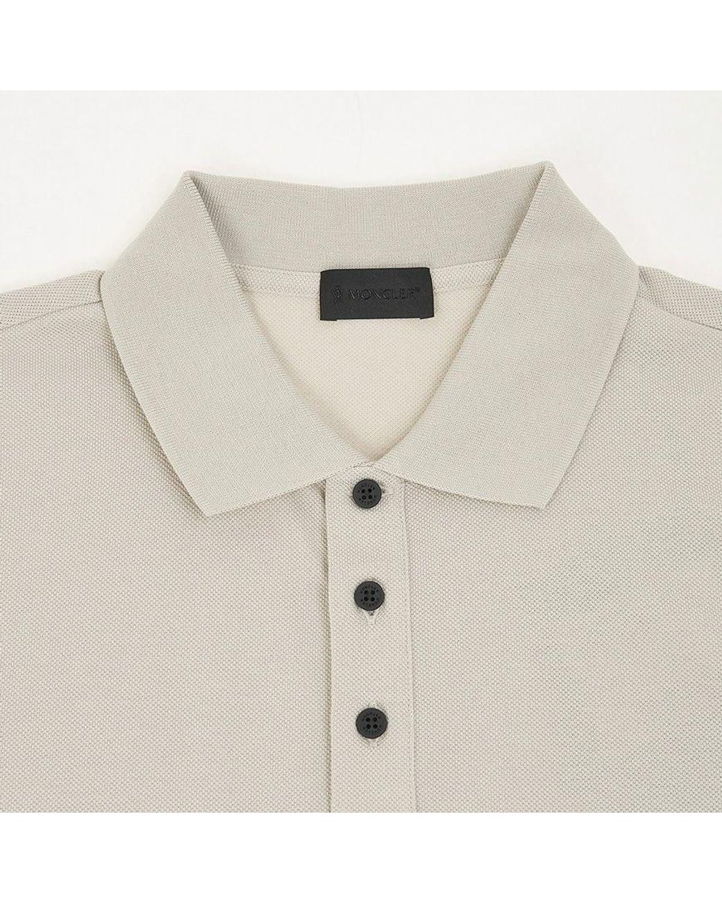 Moncler White Logo Patch Short-Sleeve Polo Shirt for men