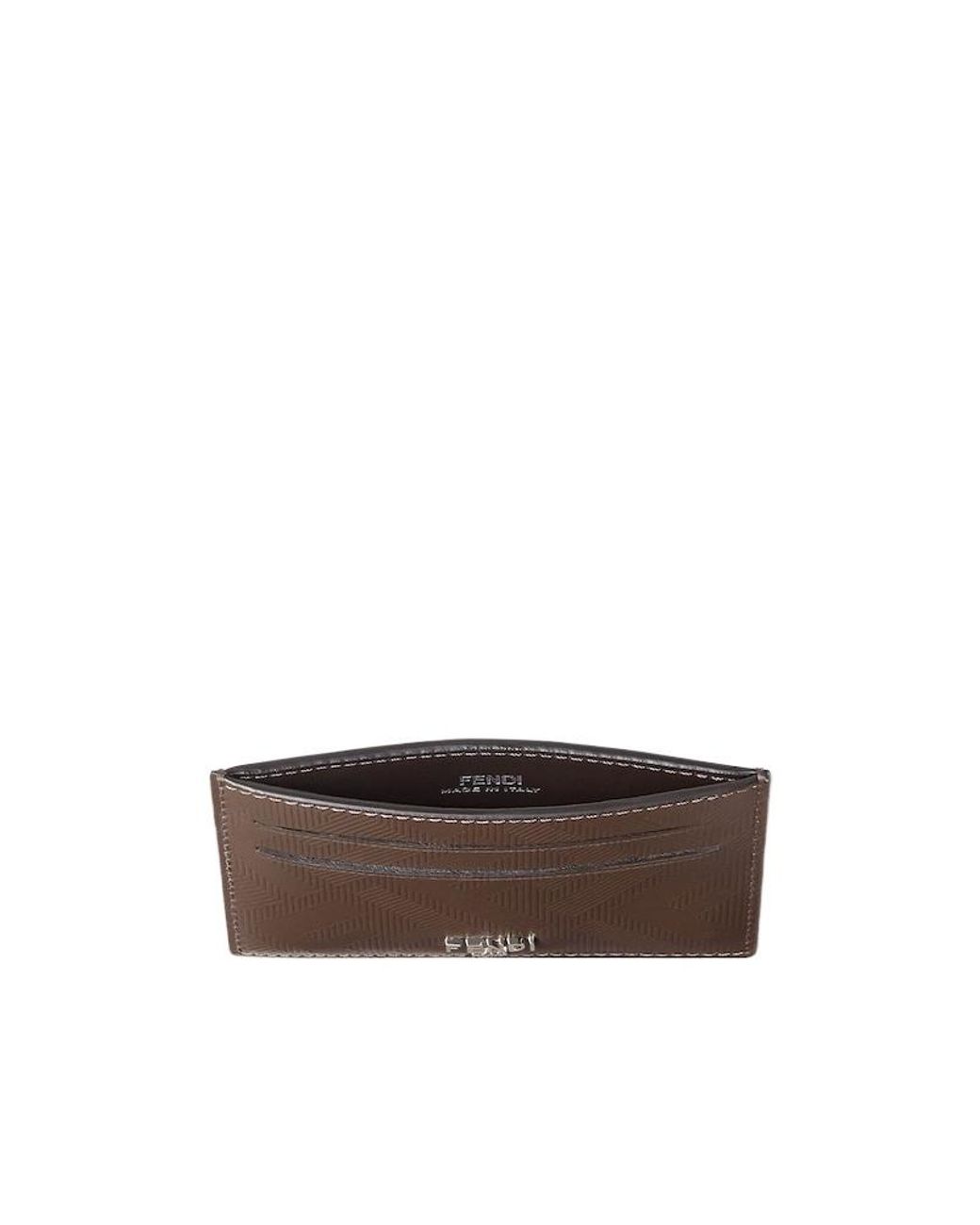 Fendi Brown Shadow Slim Card Holder for men