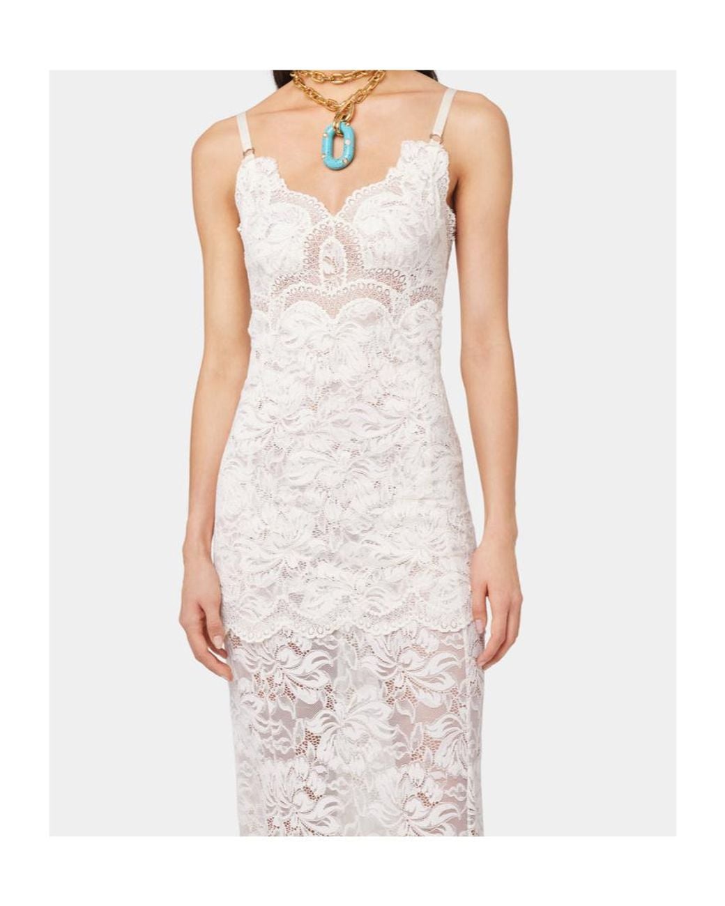 Rabanne White Lace Detailed Sleeveless Maxi Dress