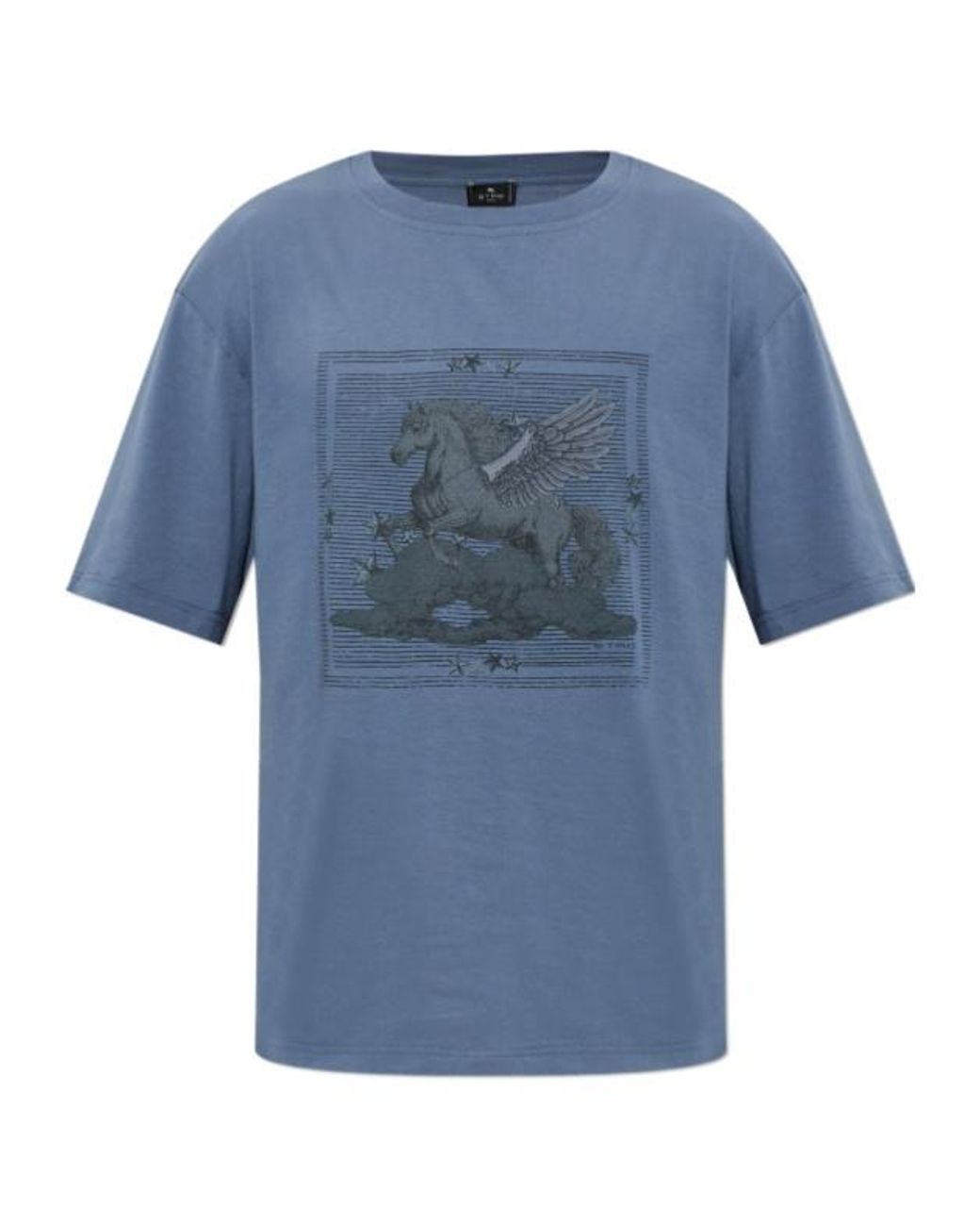 Etro Blue Pegasus Print T-Shirt for men