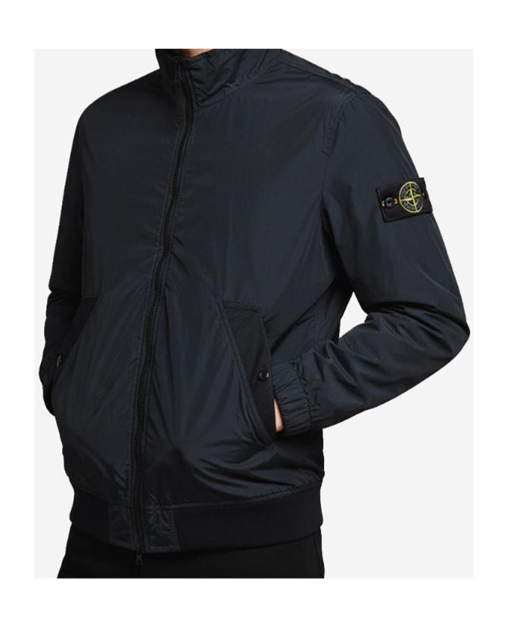 Stone Island Blue Logo Patch Zip-Up Jacket for men