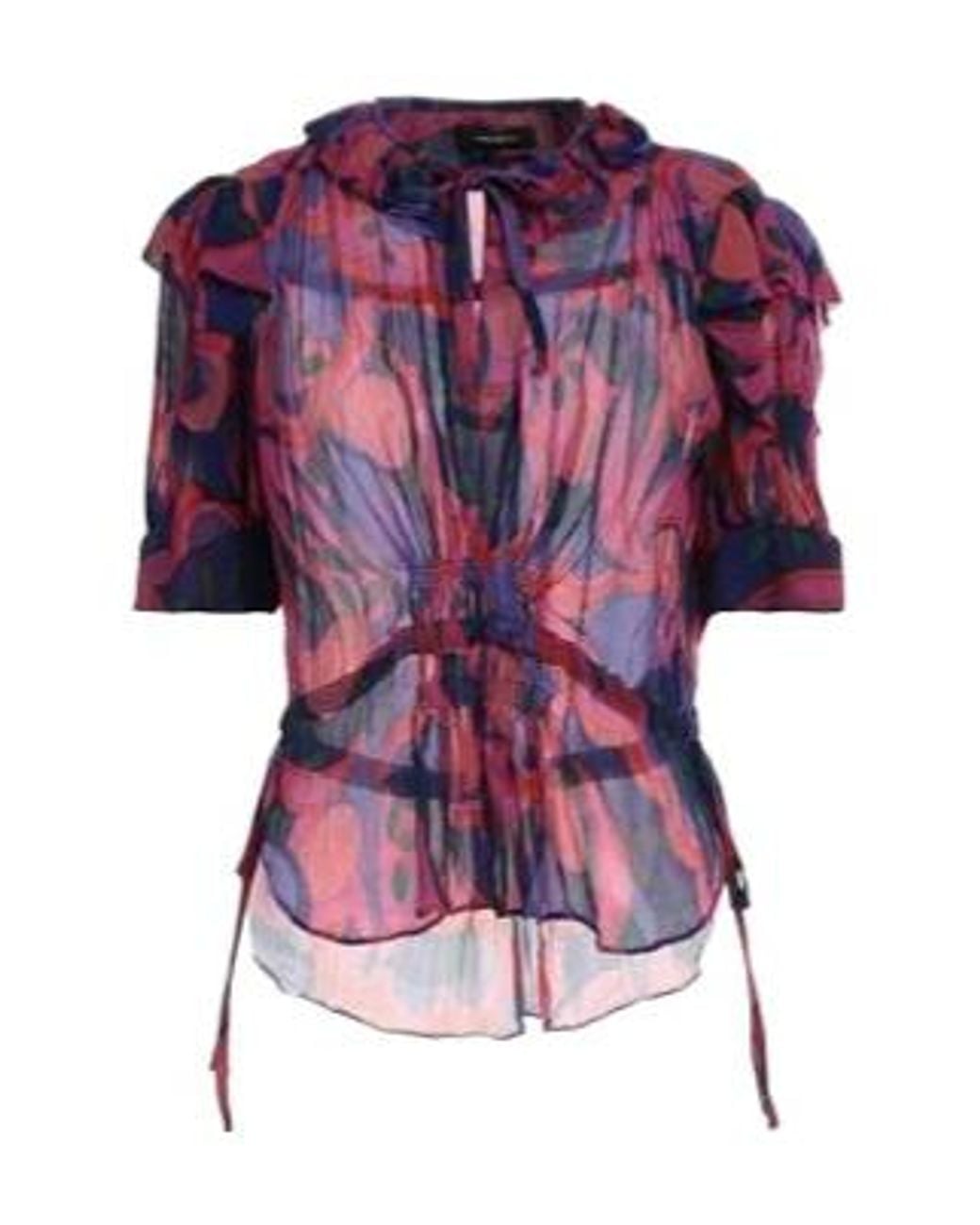 Isabel Marant Purple Vintage Color-Block Printed Short Sleeve T-Shirt