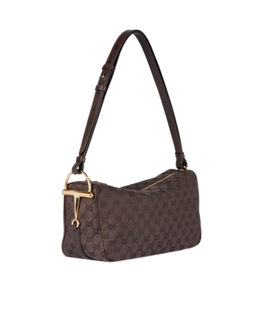 Gucci Brown Half Horsebit Medium Shoulder Bag