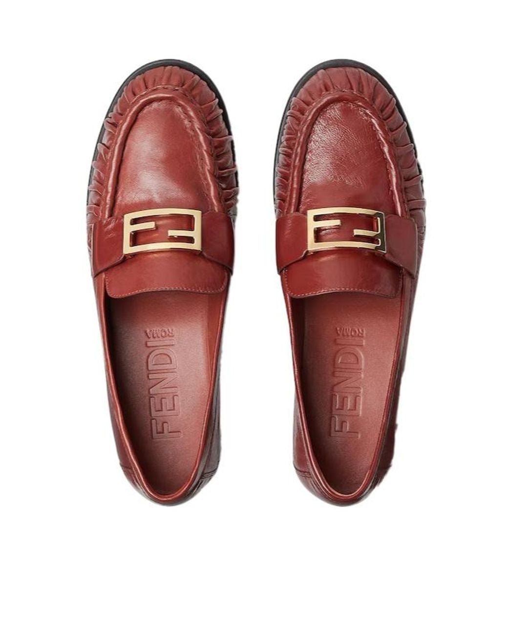 Fendi Red 'Baguette' Loafers