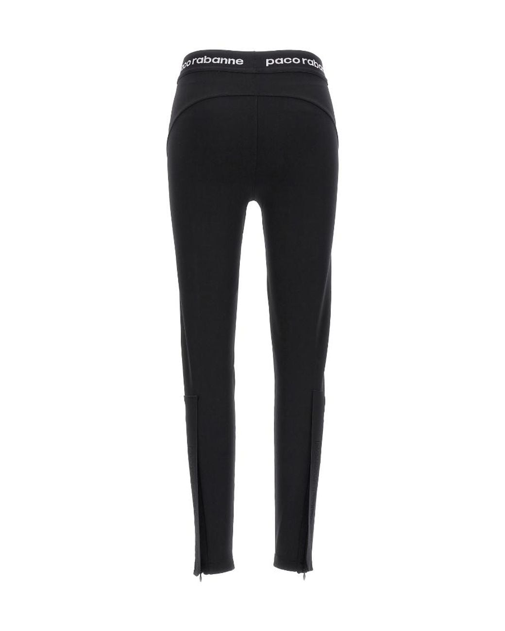 Rabanne Black Logo Detailed High Waisted Leggings