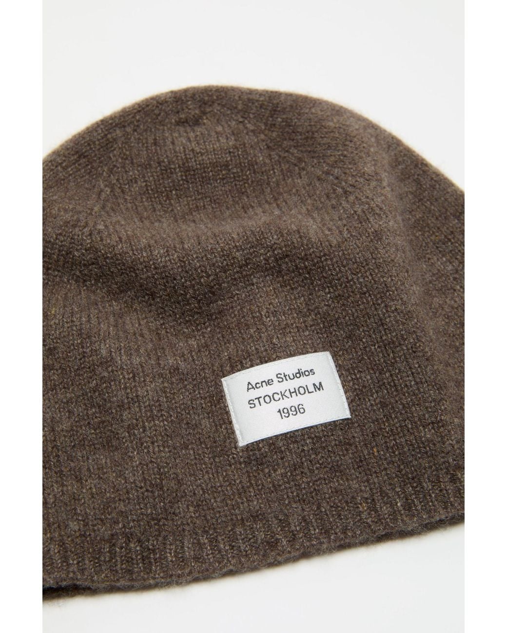 Acne Brown Cashmere Beanie With Logo for men