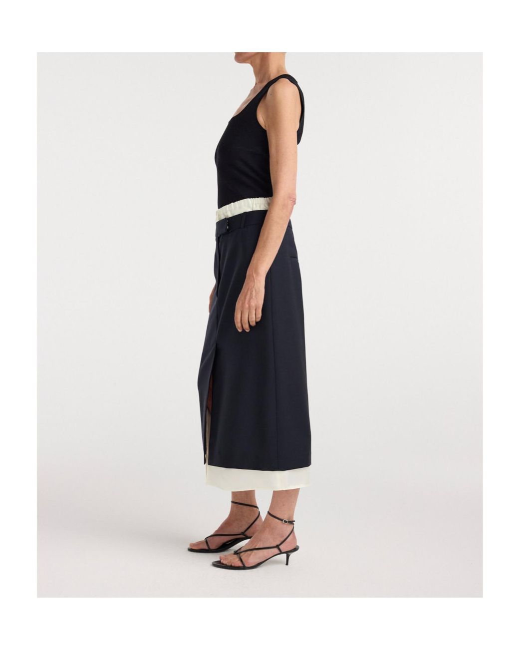 Rohe Black Contrast-Trim Midi Skirt