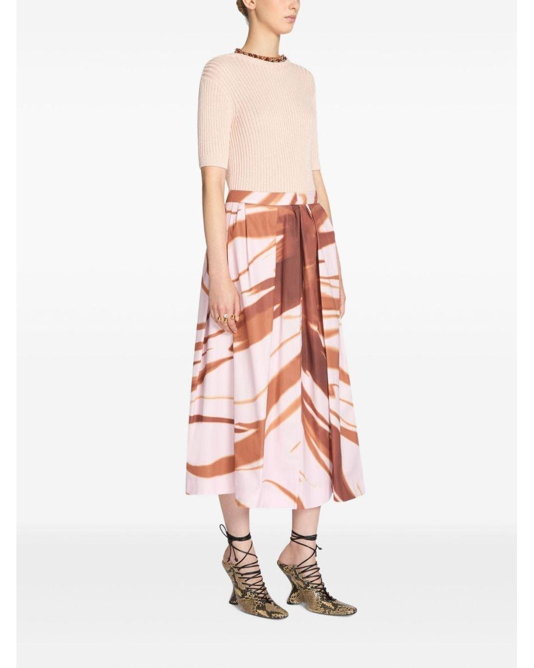Dries Van Noten Pink Patterned Skirt