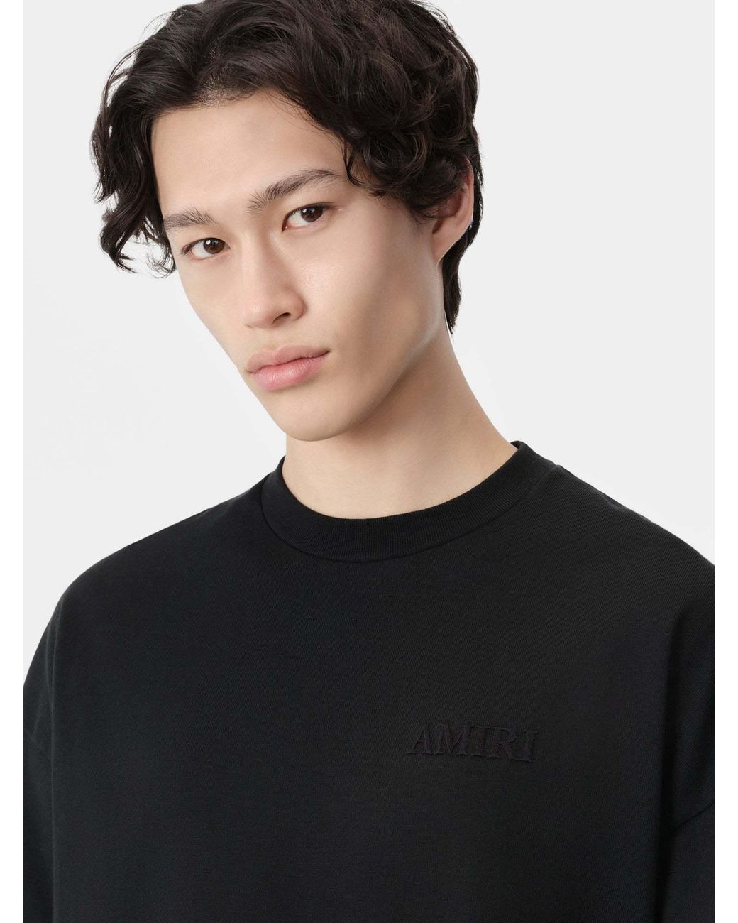 Amiri Black Logo Embroidered Oversized T-Shirt for men