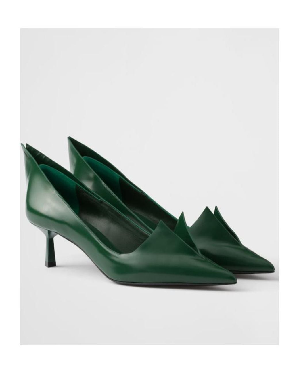 Prada Green Pointed-Toe Slip-On Pumps