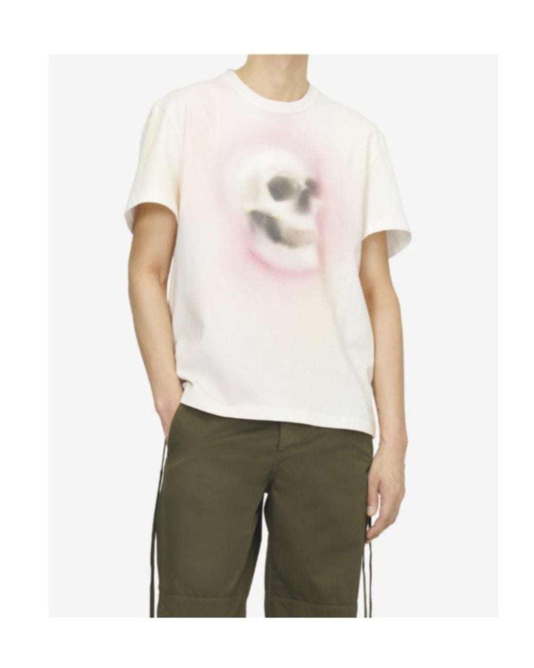 McQueen White Skull Print T-Shirt for men