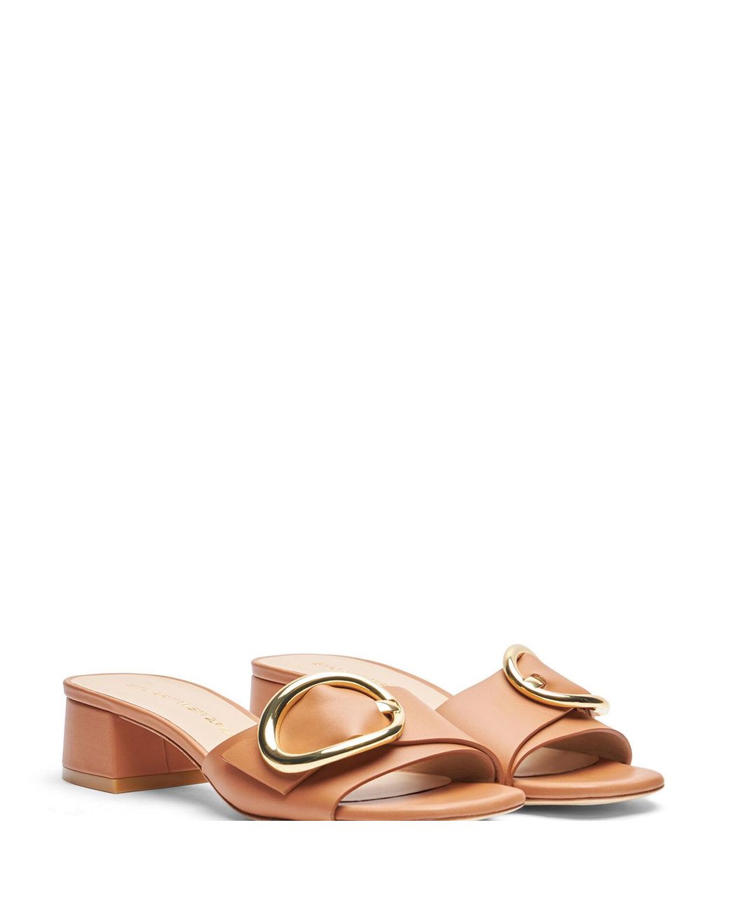 Stuart Weitzman Natural Thick Heeled Flat Slippers