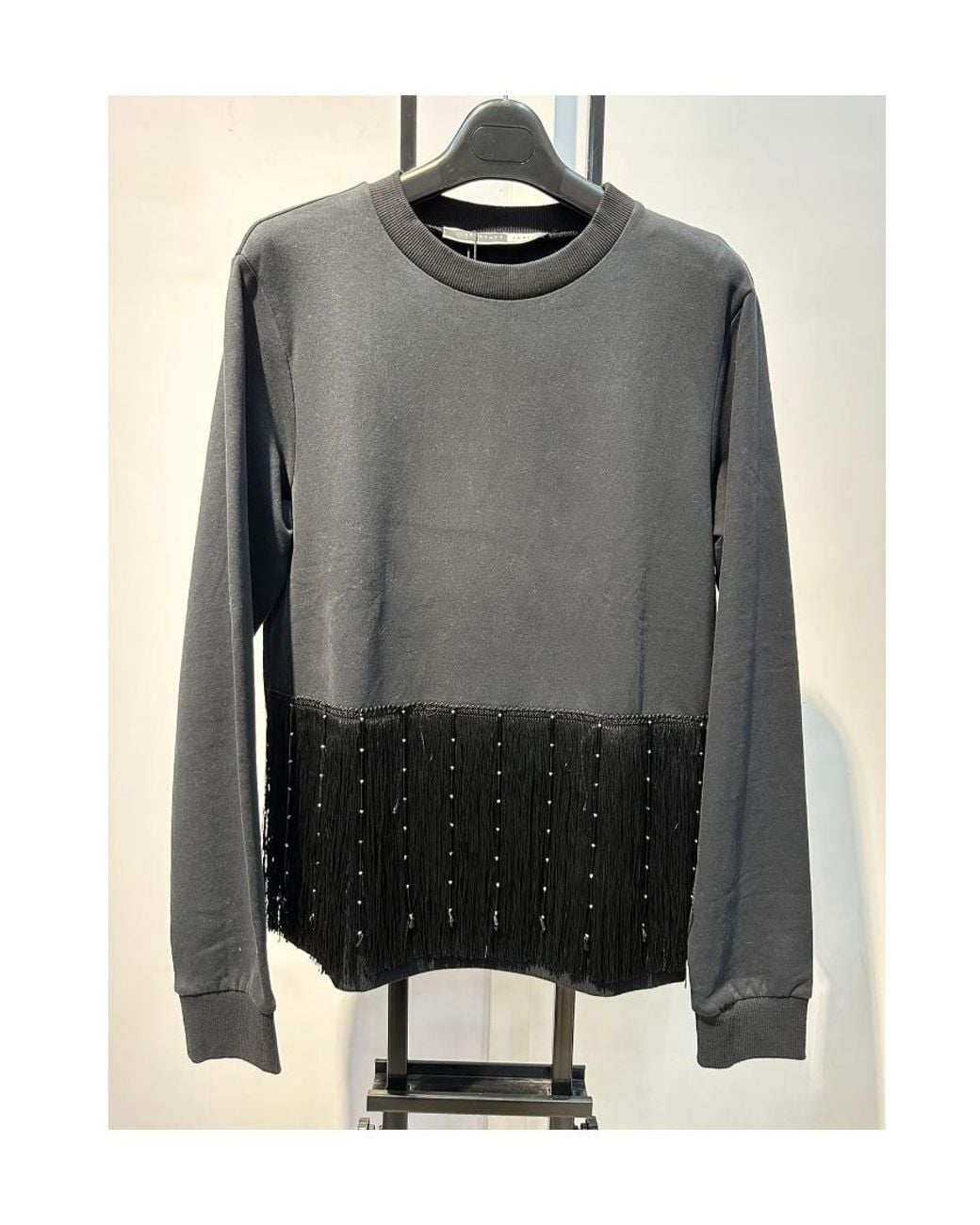 Sportmax Gray Round-Neck Spliced Sweater