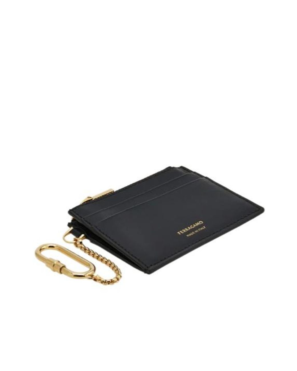 Ferragamo Black Ferragamo Logo Printed Zipped Cardholder