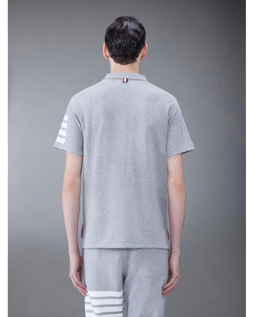 Thom Browne White Bar Short Sleeve Polo Shirt for men