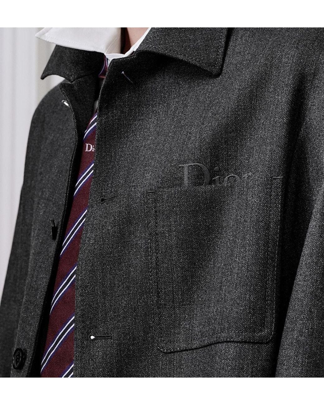 Dior Gray Workwear Jacket With Embroidery for men