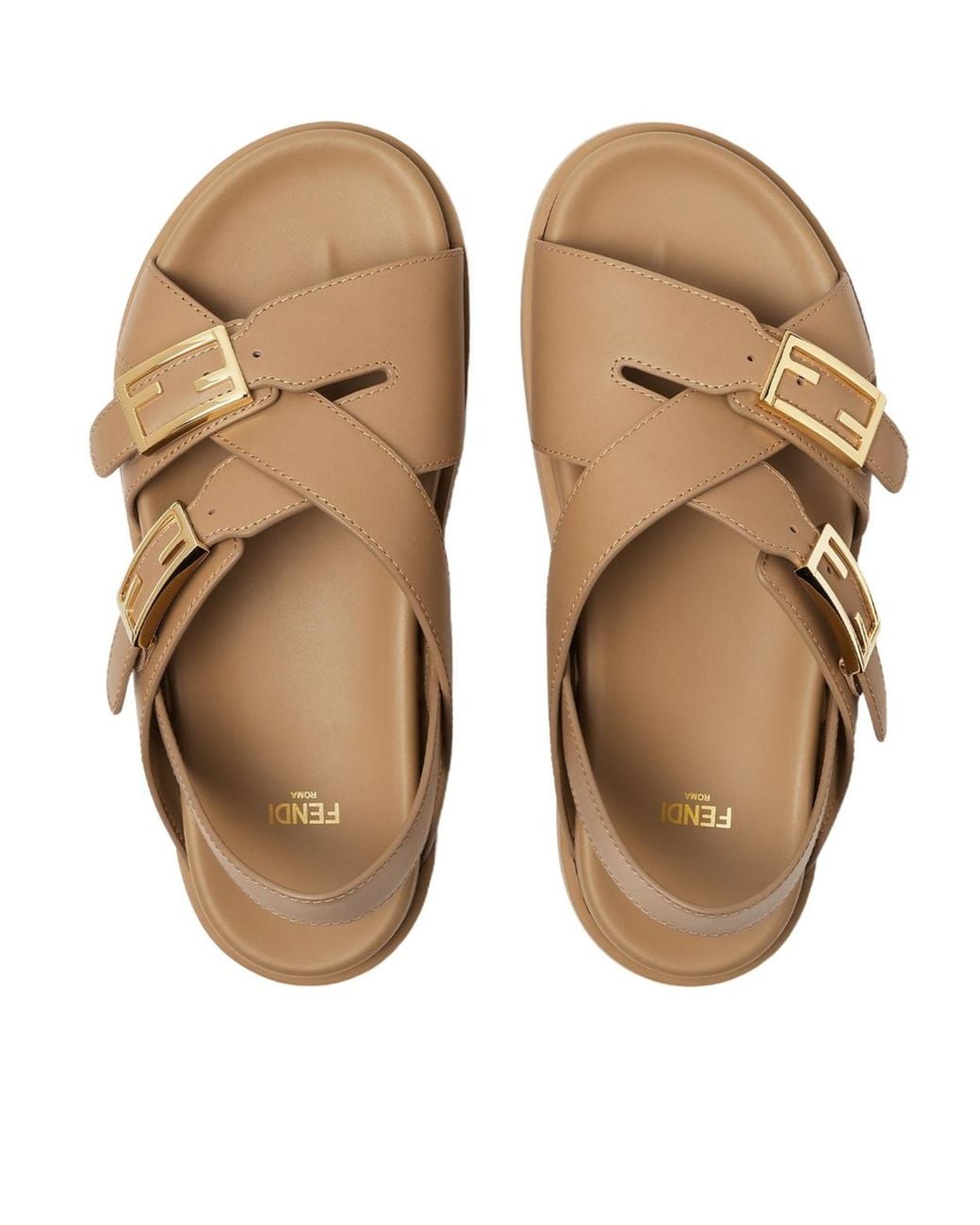 Fendi Brown Feel Cross-Over Slides