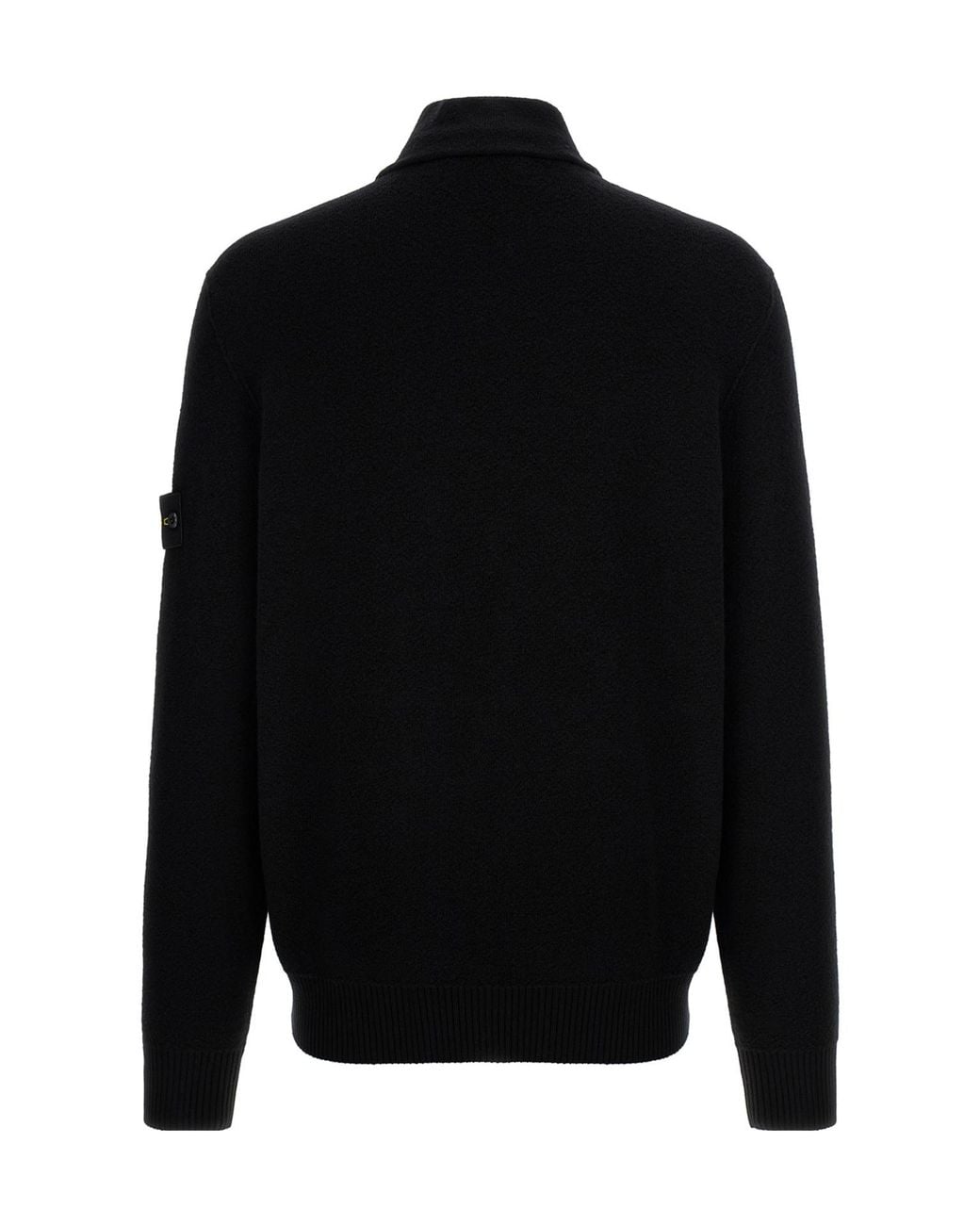 Stone Island Black Logo Patch Zipped Sweatshirt for men