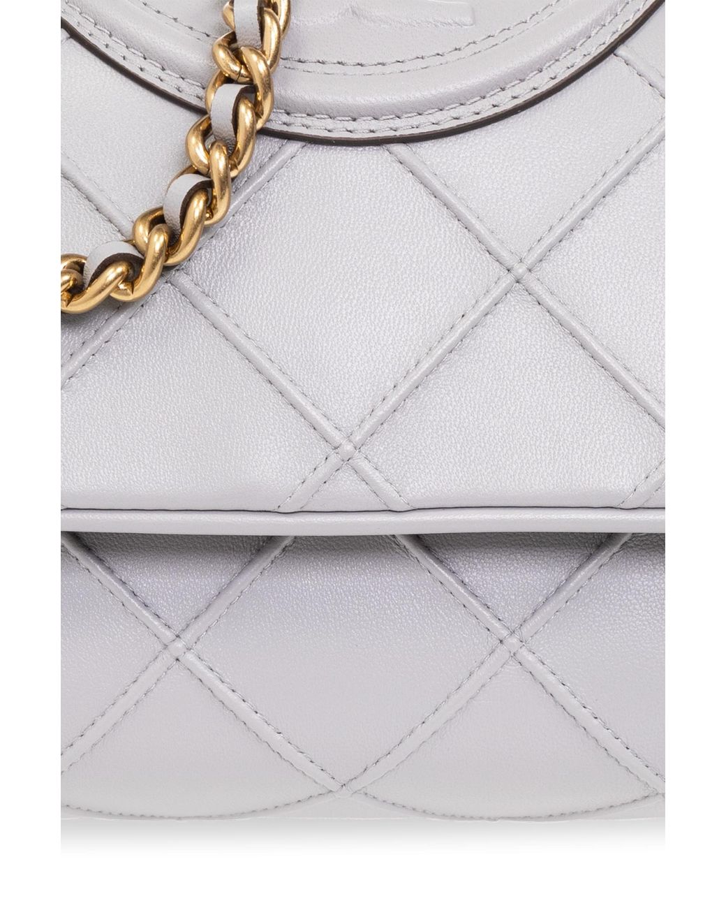Tory Burch Gray Fleming Convertible Foldover Small Shoulder Bag