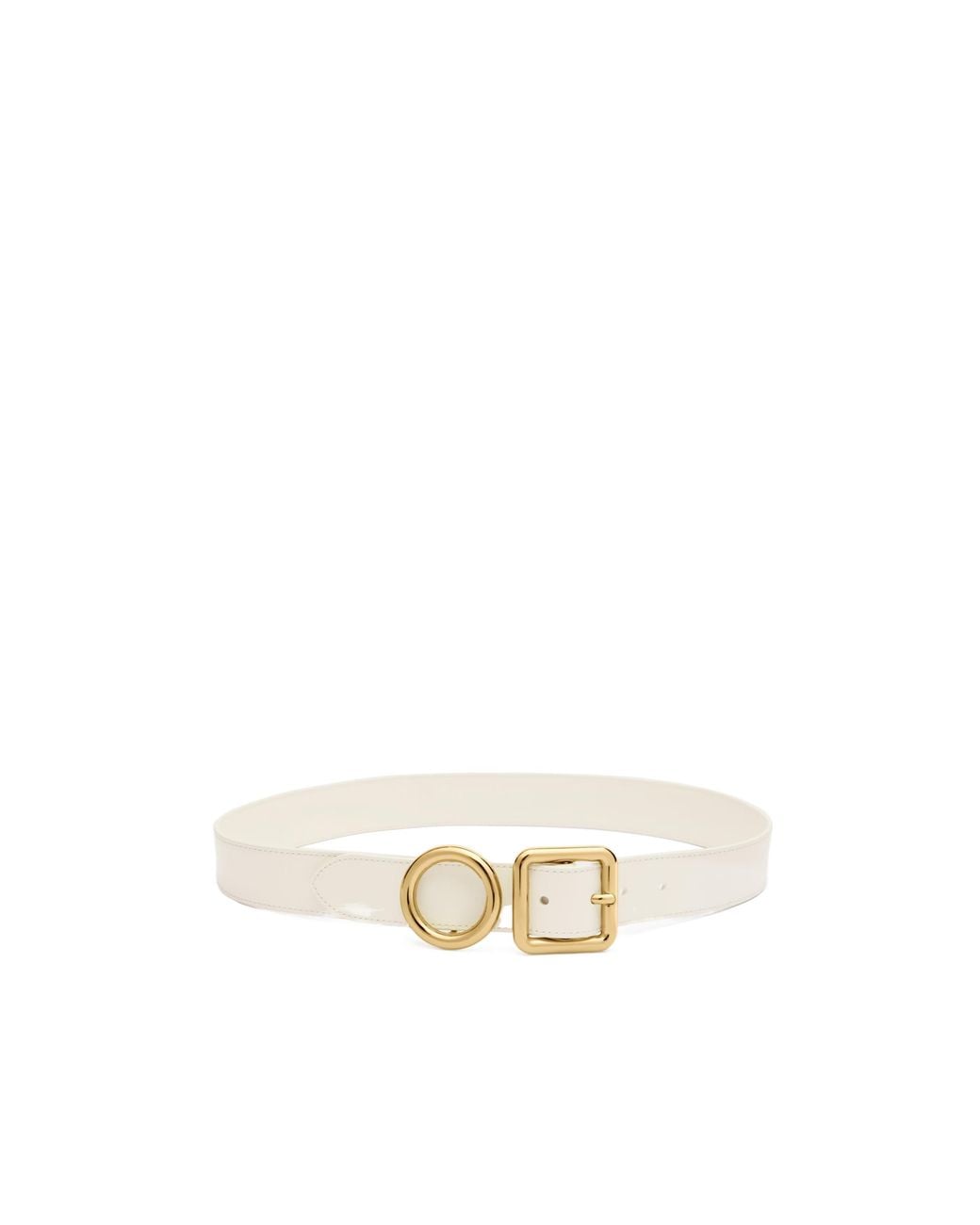 Jacquemus White Geometric-Buckle Leather Belt