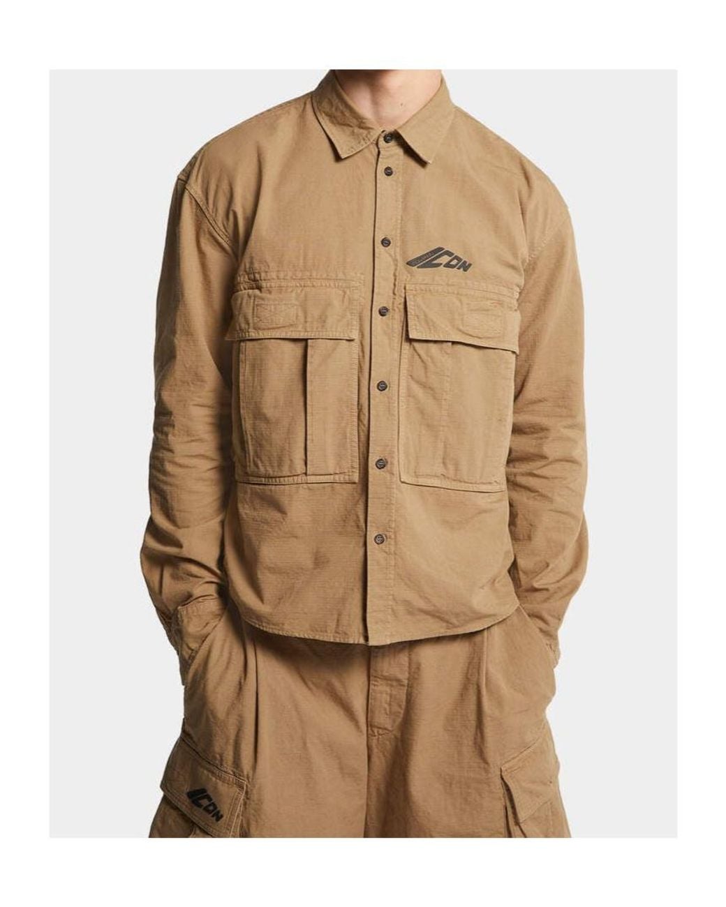 DSquared² Brown Icon Logo Printed Long-Sleeved Shirt for men