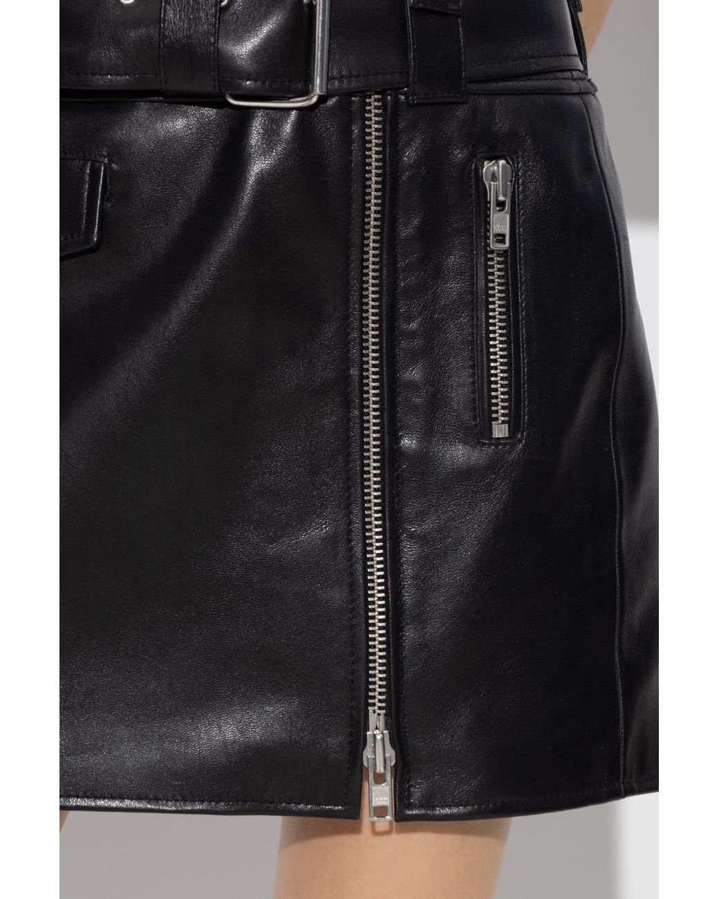 Stand Studio Black Biker-Style Belted Skirt