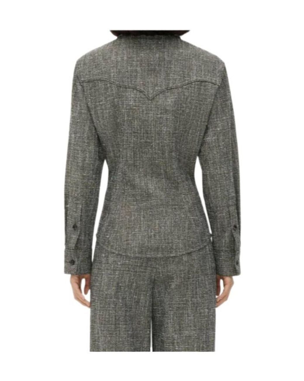 Bottega Veneta Black Melange Viscose And Silk Shirt
