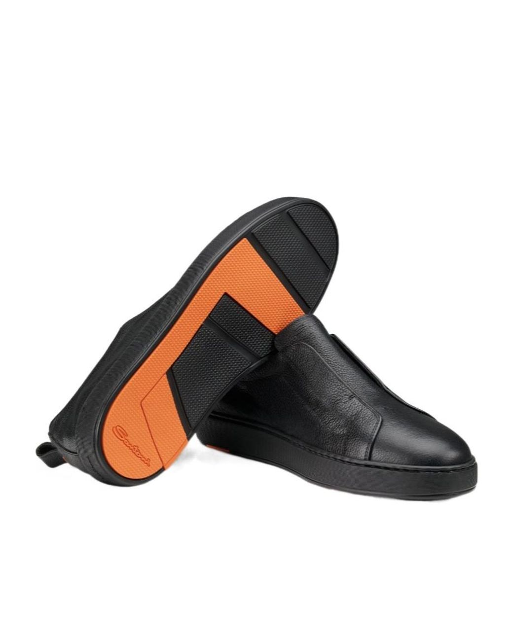 Santoni Black Victory Slip-On Sneakers for men
