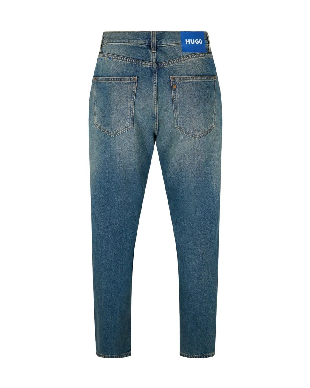 Boss Blue Washed Tapered Jeans for men