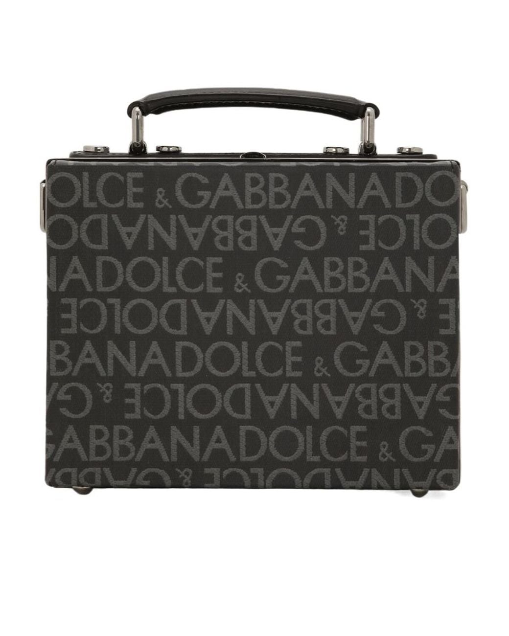 Dolce & Gabbana Black Logo Jacquard Box Bag for men
