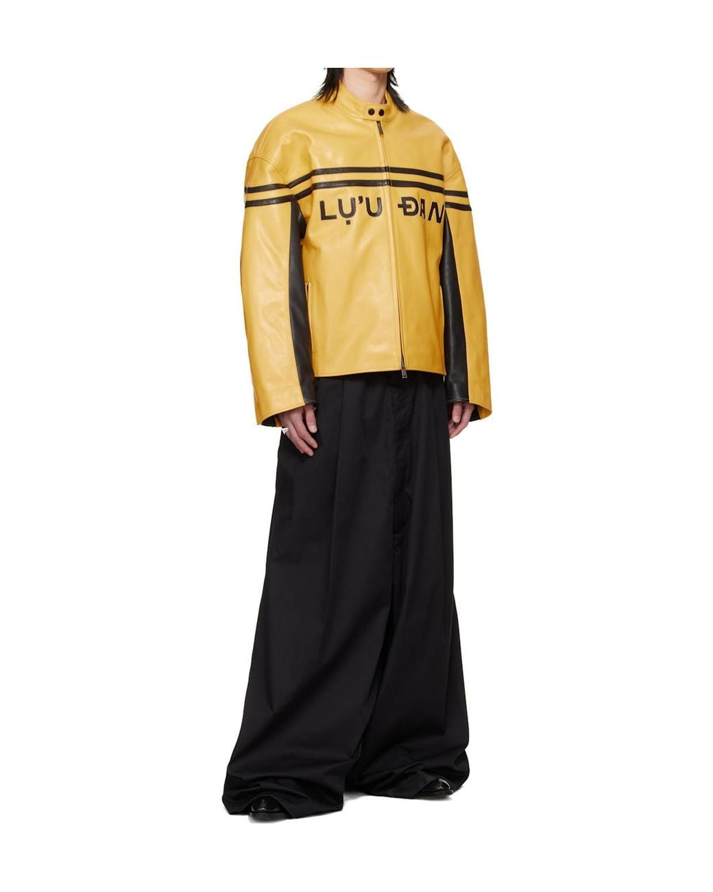 Lu'u Dan Metallic Bruce Lee X Lựu Đạn Collaboration Legacy Moto L-D Stand Collar Leather Jacket for men
