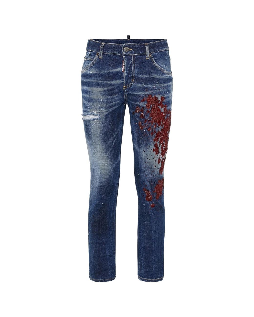 DSquared² Blue Embellished Distressed Jeans