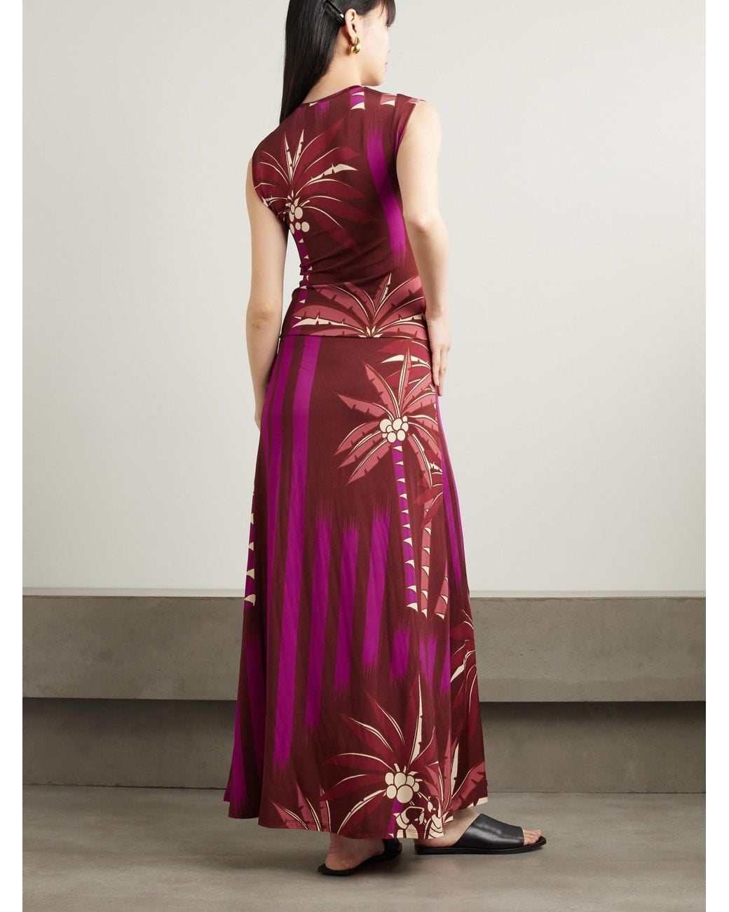 Johanna Ortiz Purple Printed Stretch Dress