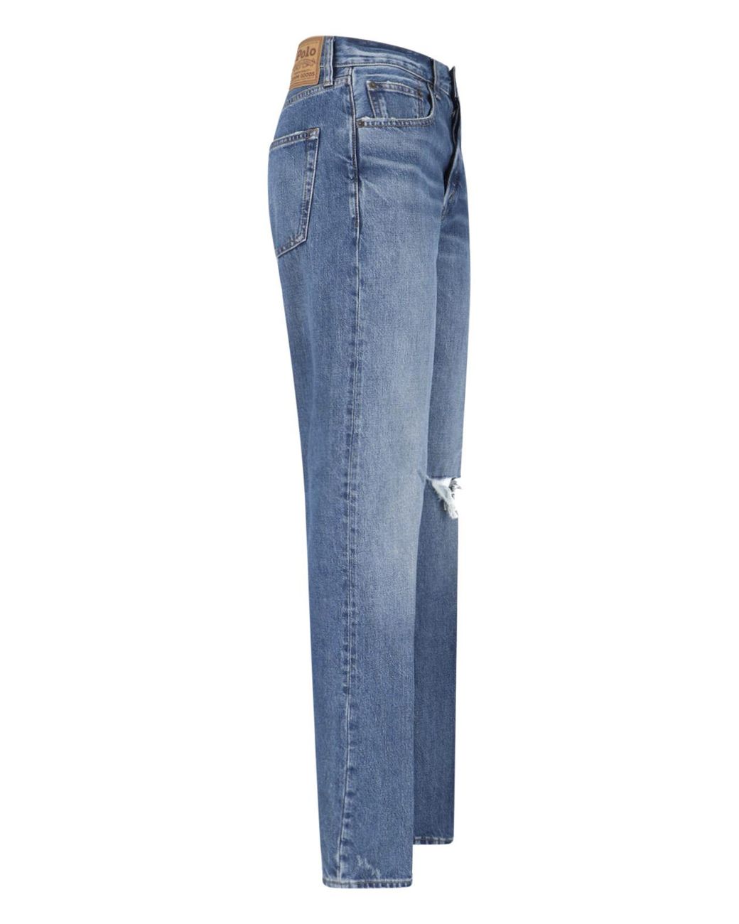 Polo Ralph Lauren Blue Distressed Straight-Leg Jeans