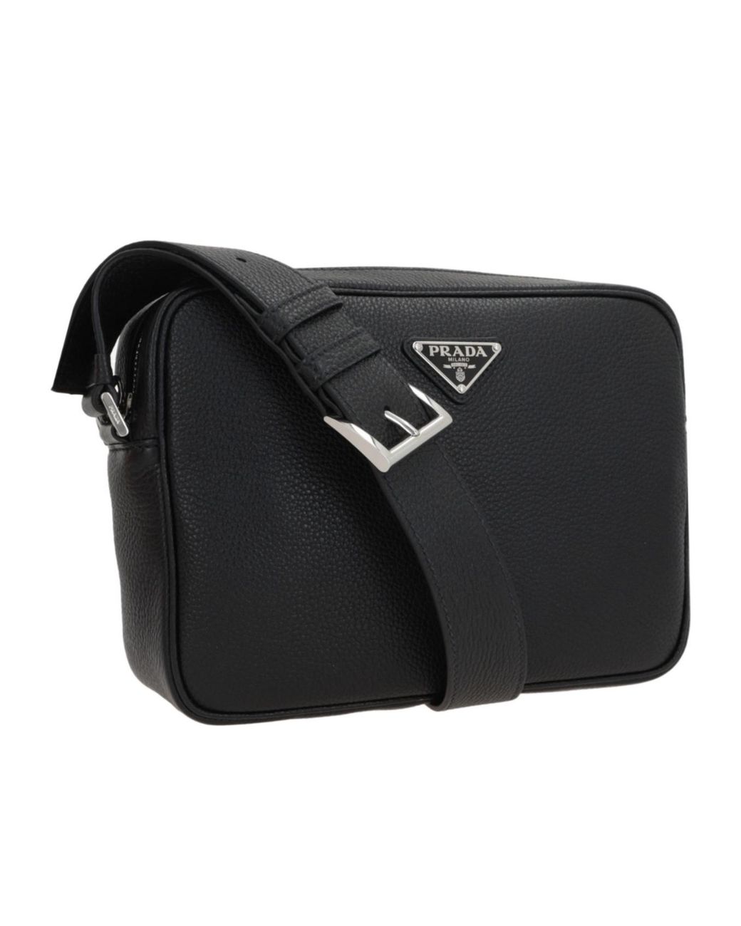 Prada Triangle-Logo Zipped Crossbody Bag in Black for Men | Lyst