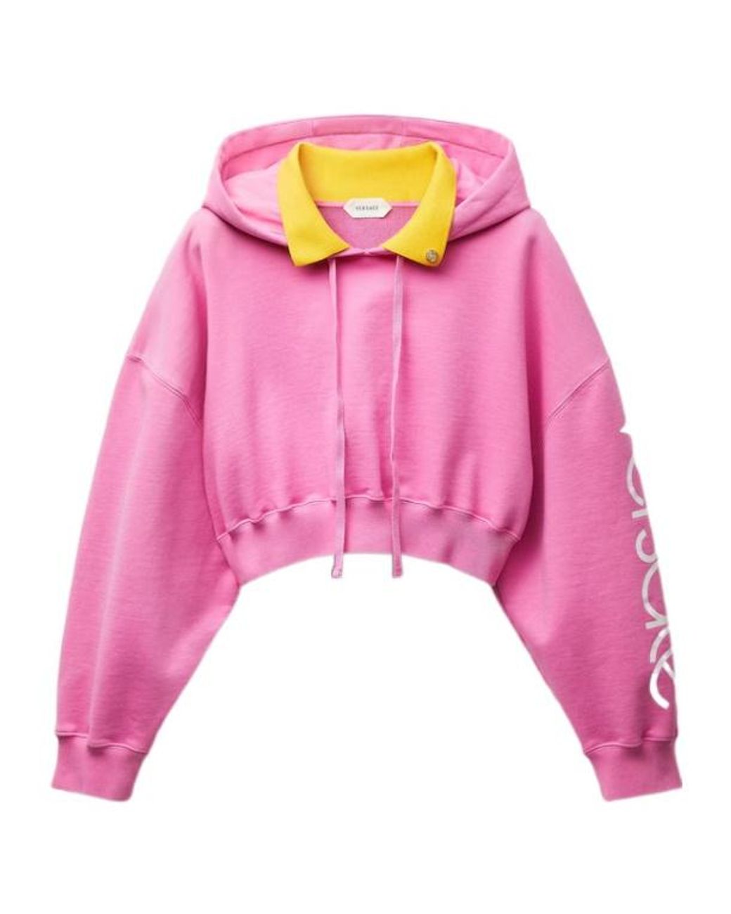 Versace Pink Cotton Crop Hoodie