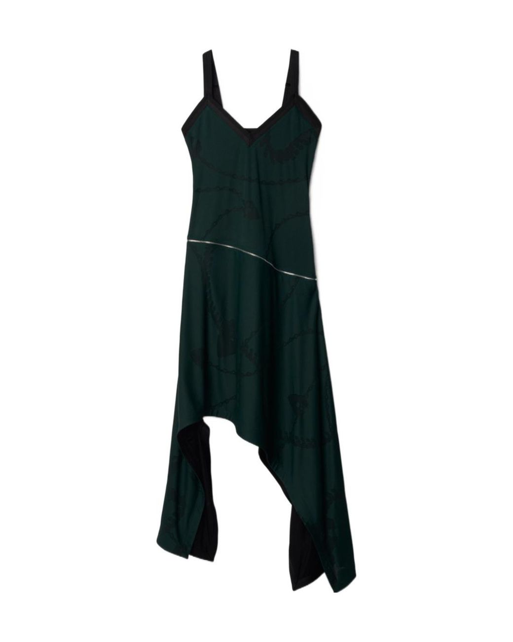 Burberry Green Shield Hardware Asymmetric Midi Dress