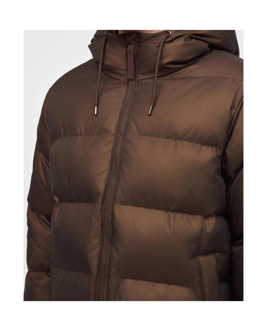 Rains Brown Long-Sleeved Hooded Padded Jacket for men
