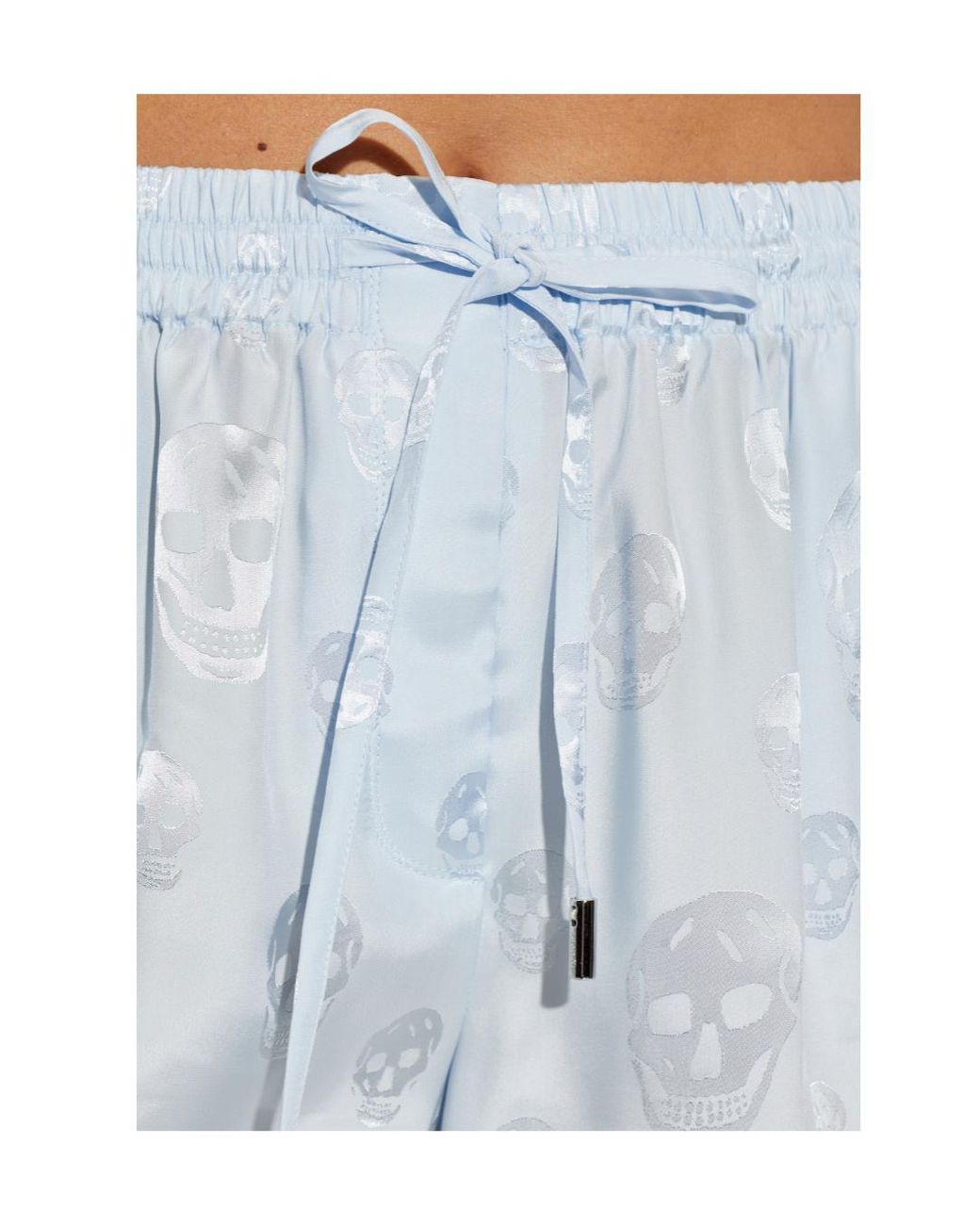 McQueen Blue Skull-Motif Drawstring Shorts