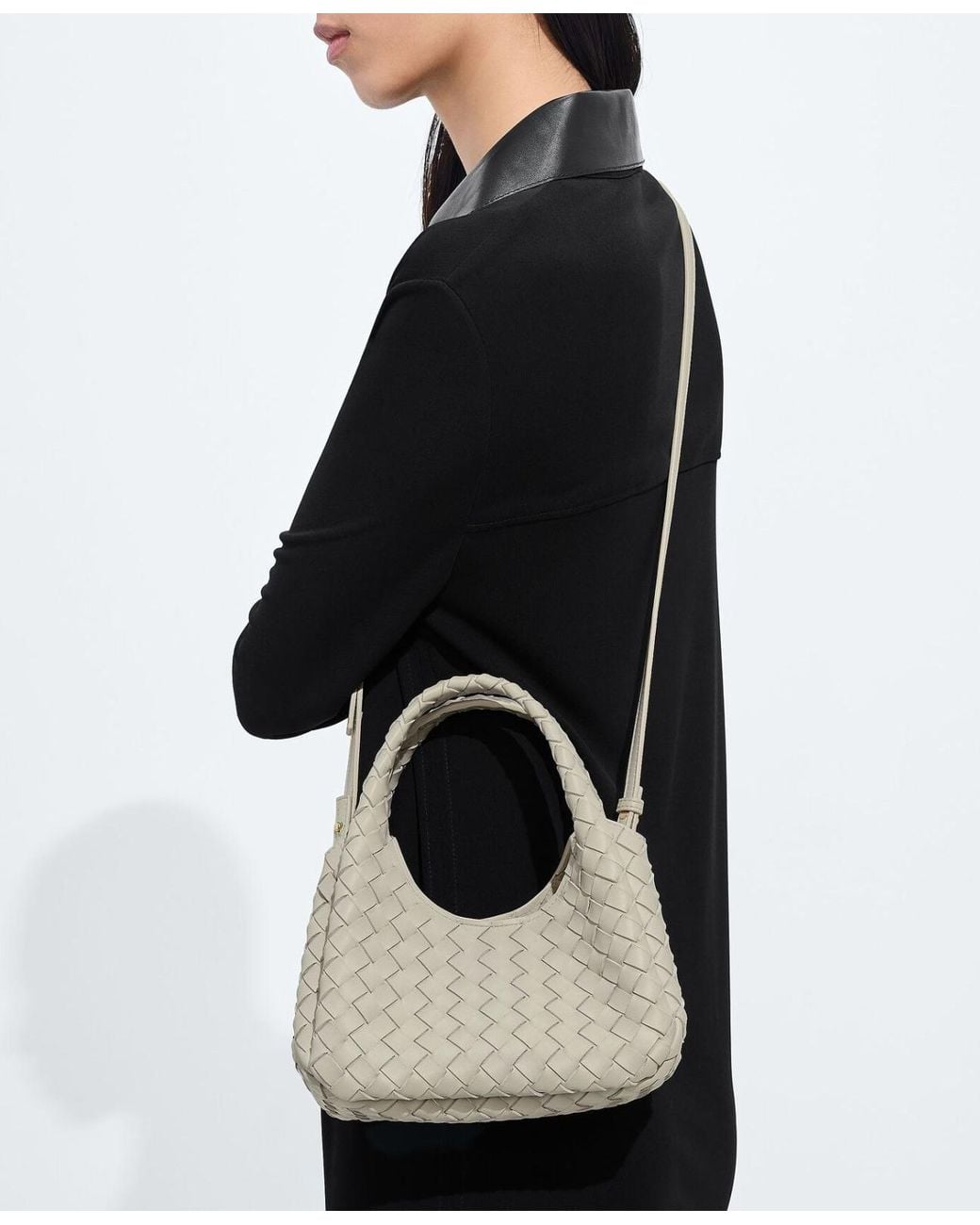 Bottega Veneta Gray Baby Campana Shoulder Bag