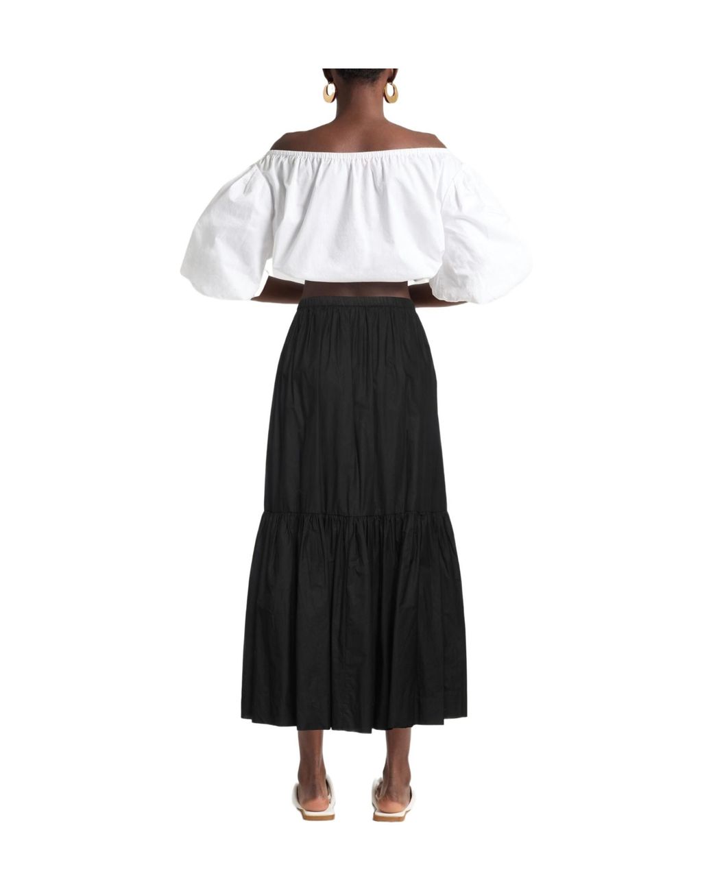 Ganni Black Solid Umbrella Skirt
