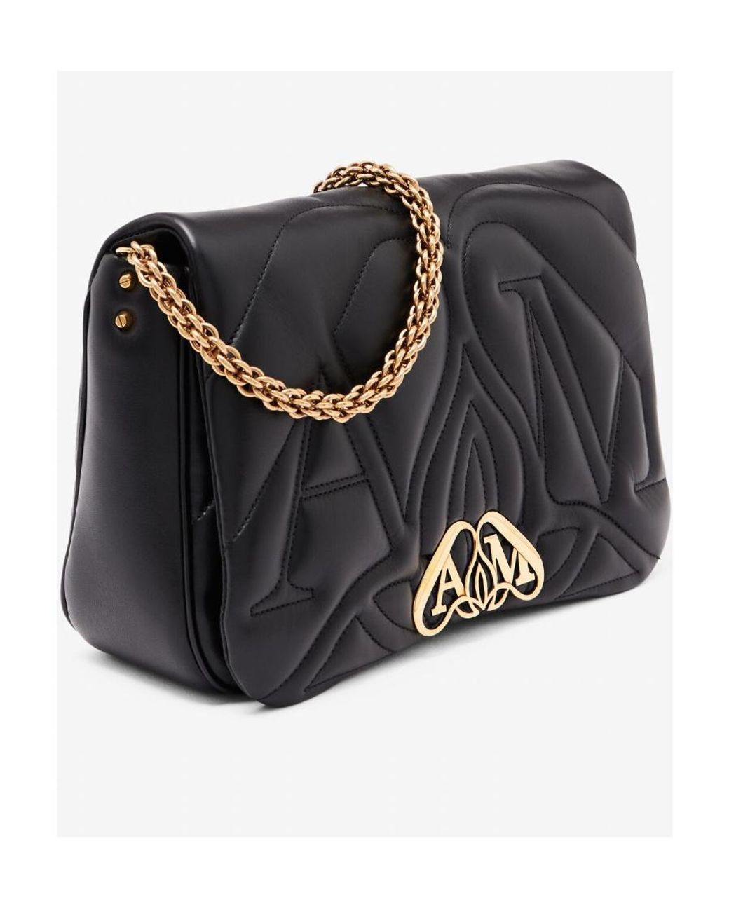 McQueen Black The Seal Chain-Linked Shoulder Bag